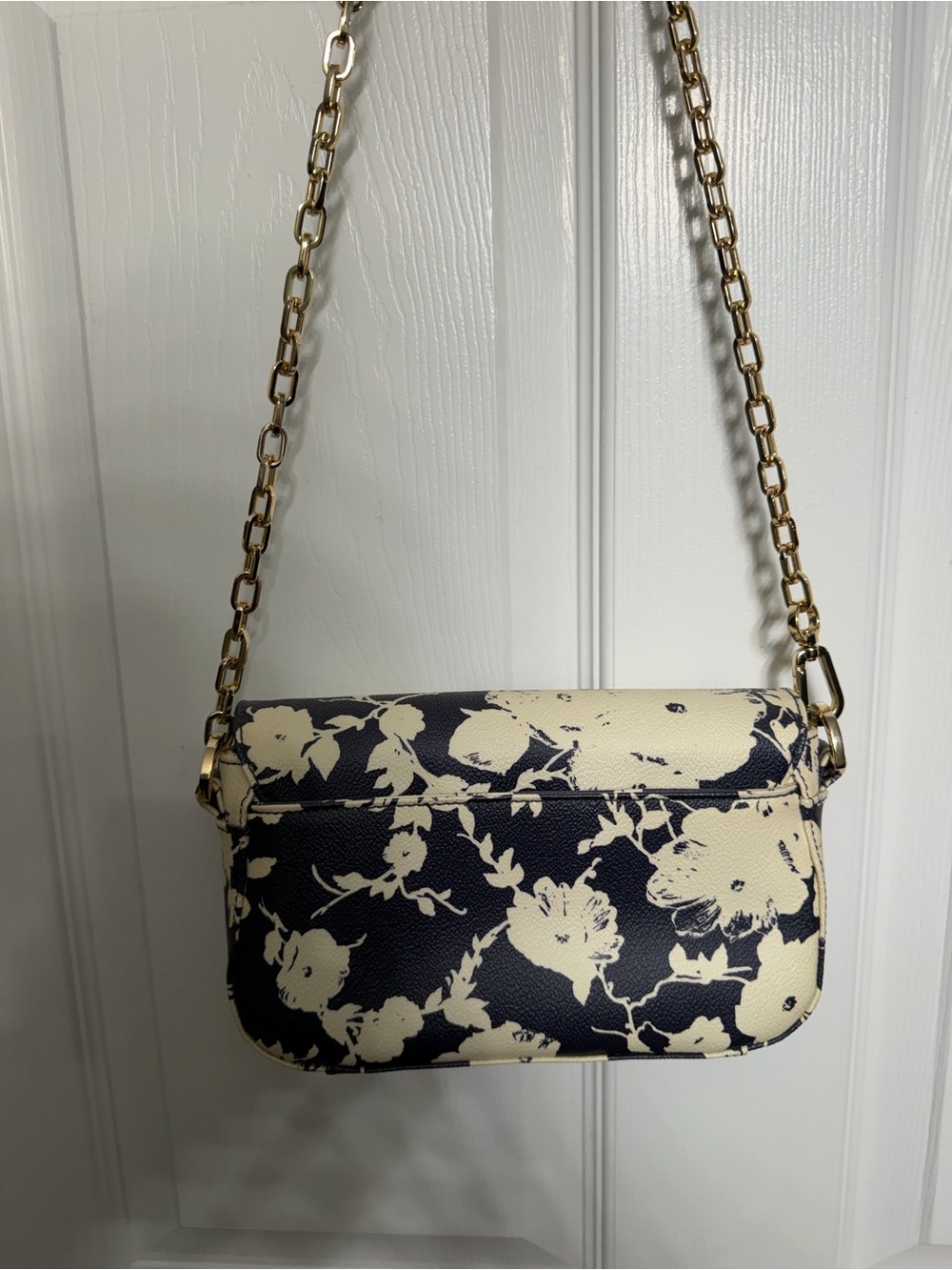 Tory Burch Navy Floral Chain Shoulder Bag - Picture 5 of 16